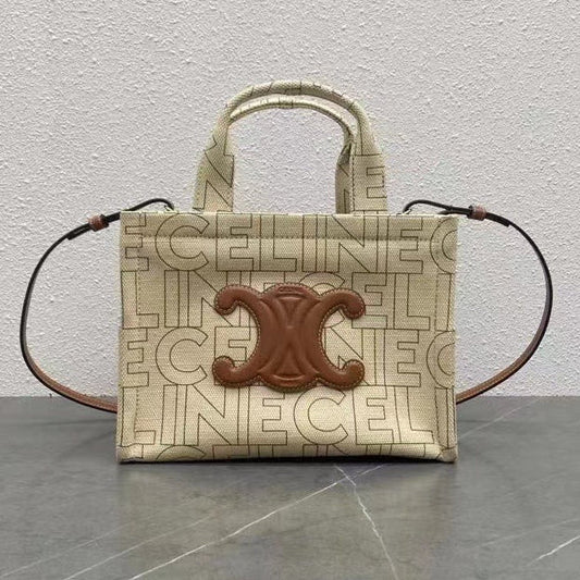 Celine 2026 Cabas Thais Triomphe Printed Tote Bag 26cm Canvas Calfskin 283600