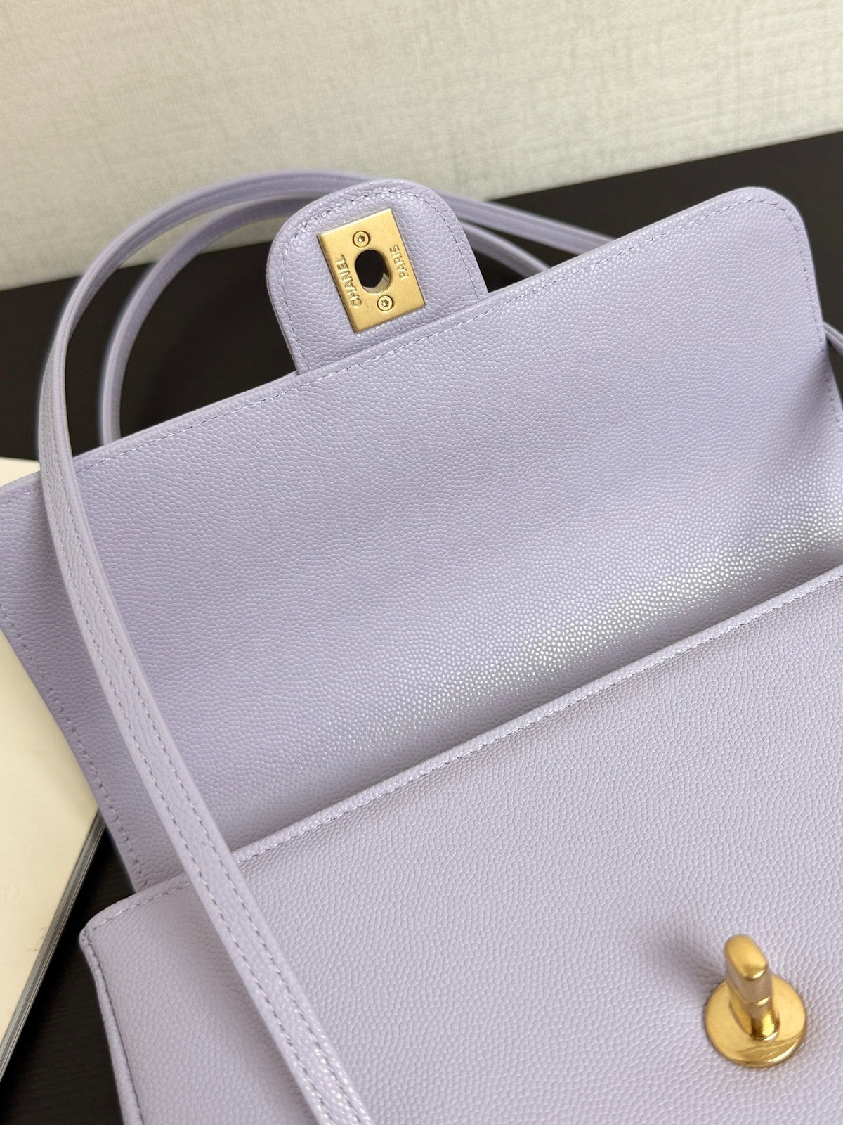 Chanel 2026 Preppy Coco Shoulder Bag Purple Caviar Leather Gold Hardware