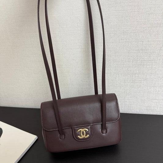 Chanel 2026 Preppy Coco Bag Brown Chocolate Caviar Leather Gold Hardware