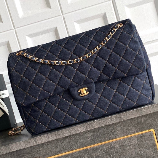Chanel 2026 Flap Bag 38.5cm Blue Denim Leather